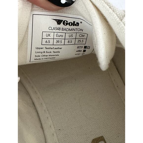 Gola Badminton Clas548 Casual Trainers Off White/Gold Size 8.5 - Picture 12 of 14